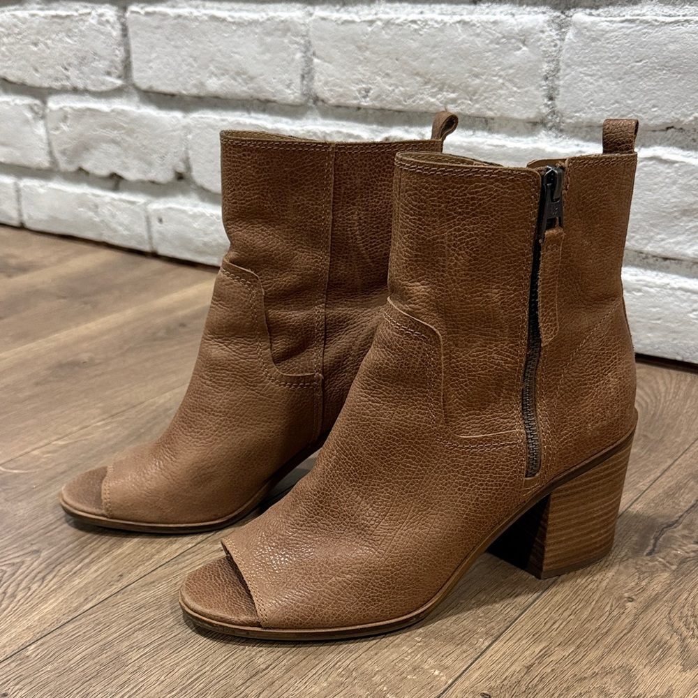 Lucky Brand peep toe leather boots